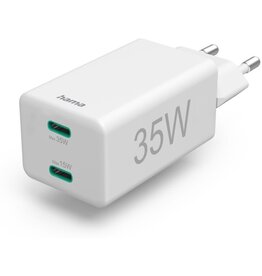 Hama Hama Fast Charger 2X USB-C PD/Qualcomm Mini-Charger 35 W White