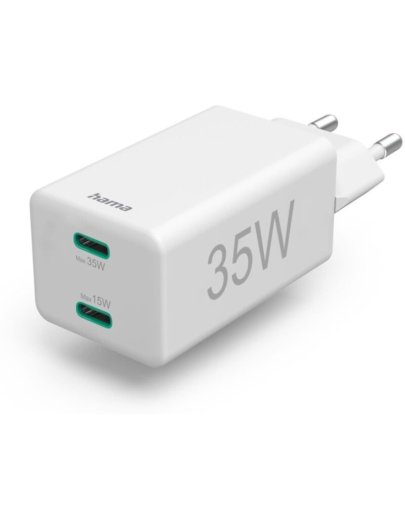 Hama Hama Fast Charger 2X USB-C PD/Qualcomm Mini-Charger 35 W White