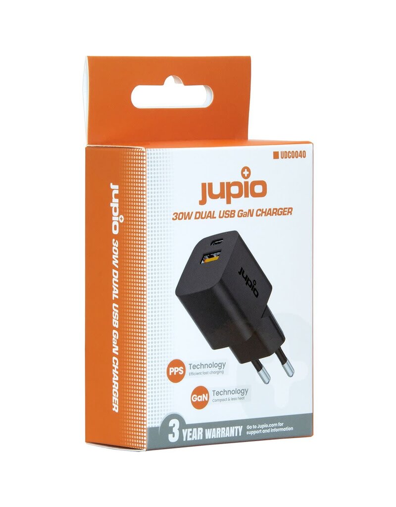 Jupio Jupio Dual USB-C / USB-A  GaN Charger 30W