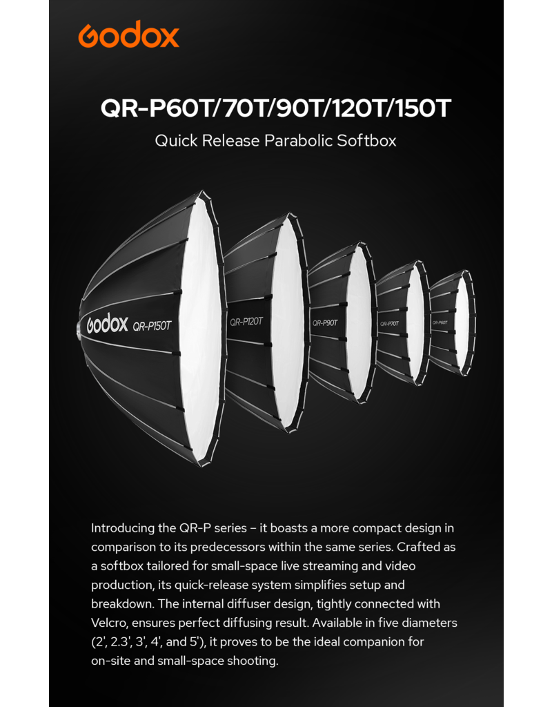 Godox Godox QR-P60T Quick Release Parabolic Softbox For Livestreaming