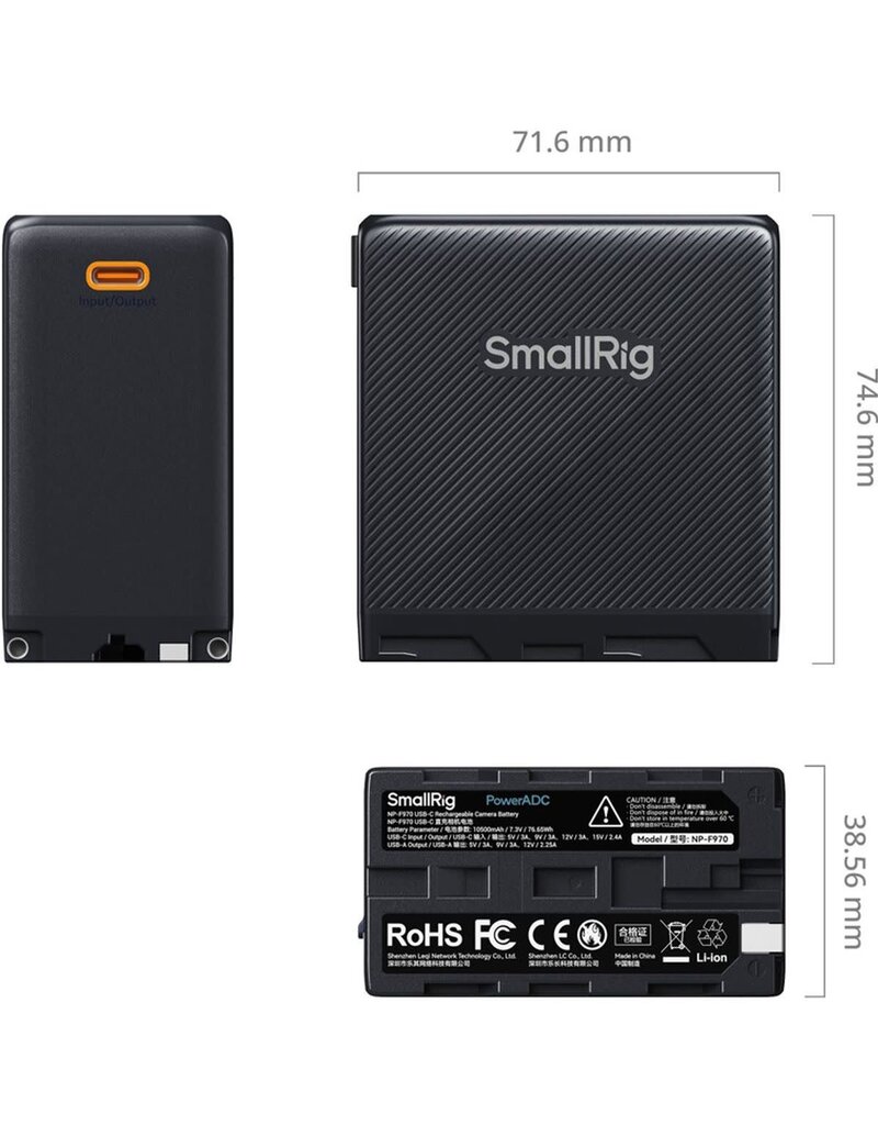 SmallRig SmallRig 4469 NP-F970 USB-C Rechargeable Camera Battery (Black)