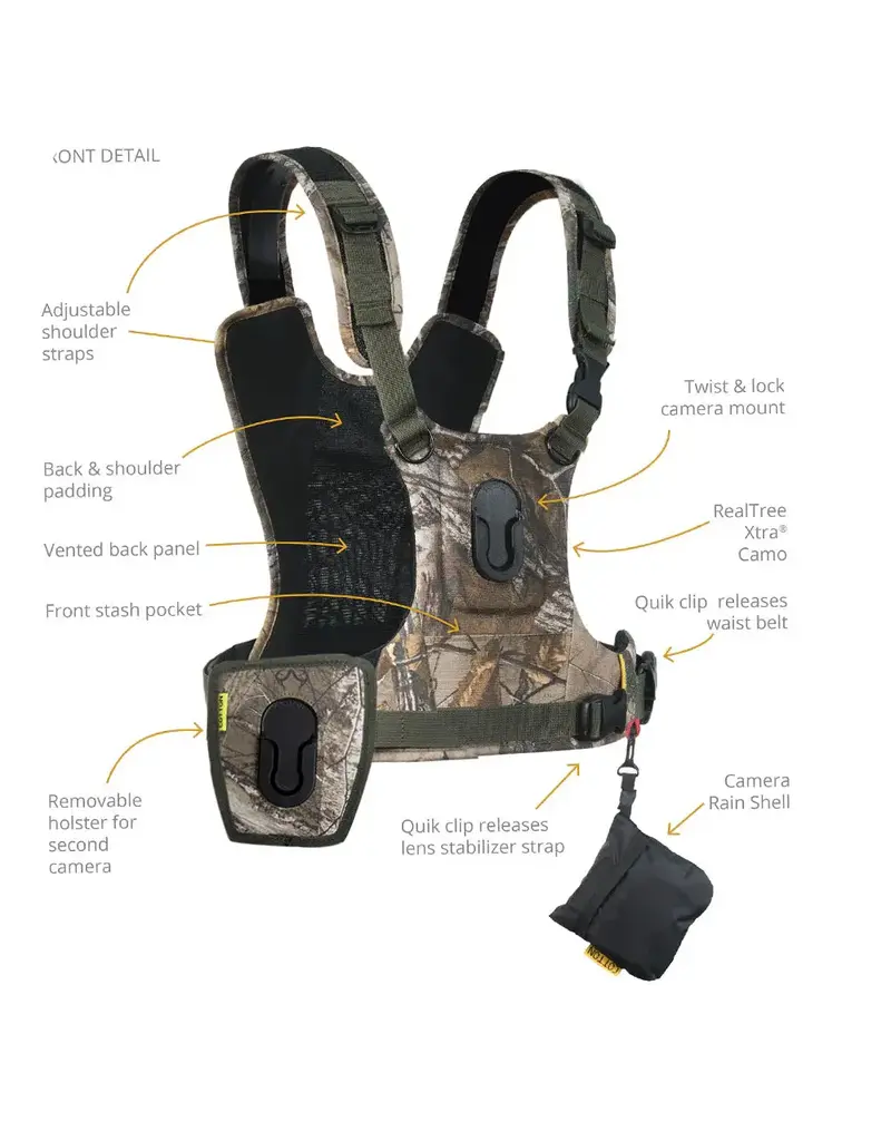 Cotton Carrier Cotton Carrier Camera Vest voor 2 camera's met heupholster Camo