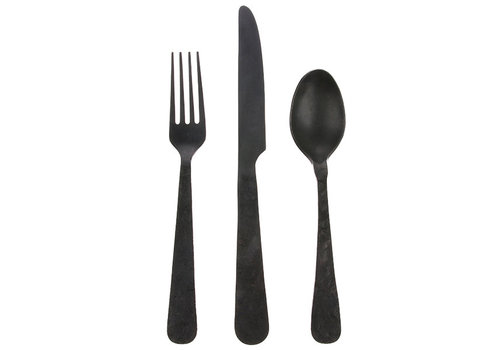  HKLIVING matt black cutlery set of 3 