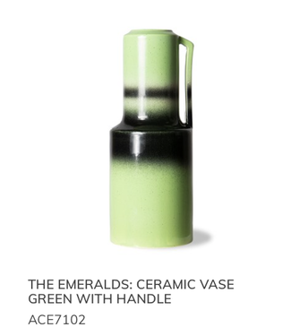 HKLIVING the emeralds: ceramic vase green with handle