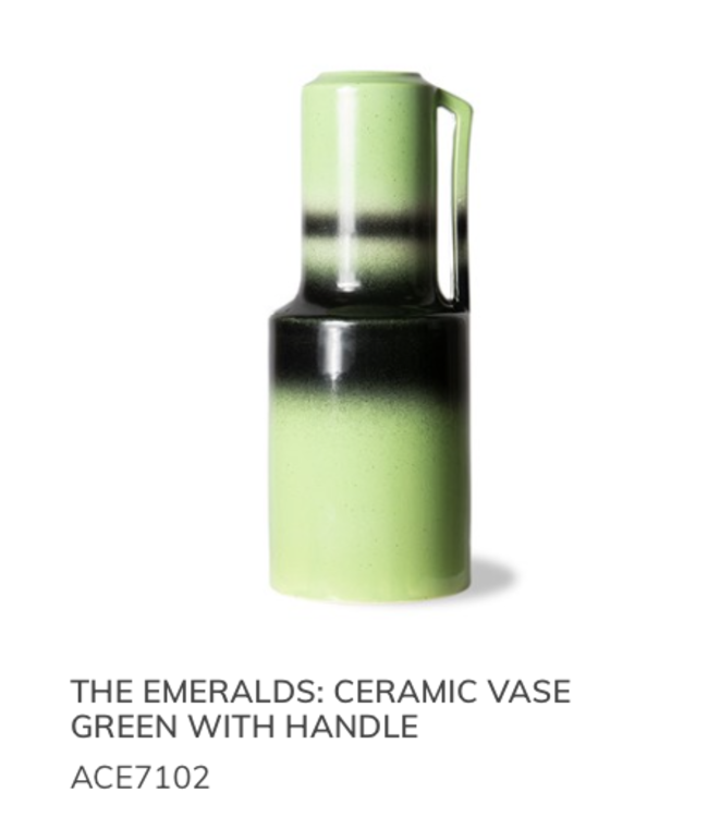 HKLIVING the emeralds: ceramic vase green with handle