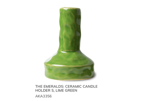  HKLIVING the emeralds: ceramic candle holder S, lime green 