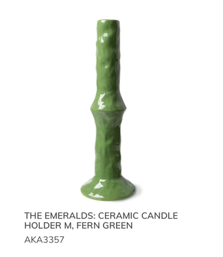 HKLIVING the emeralds: ceramic candle holder M, fern green