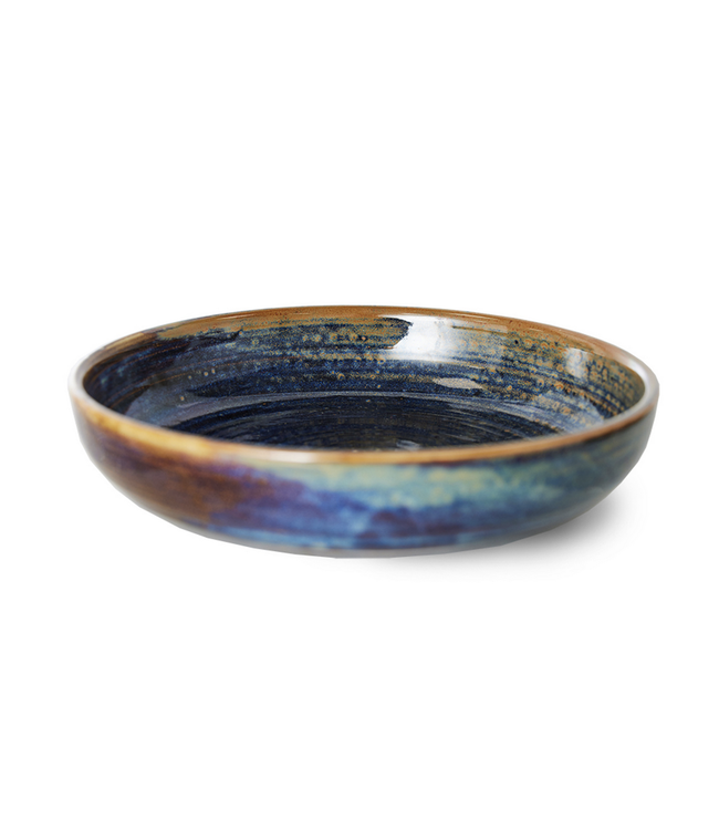 HKLIVING HK Living Chef ceramics deep plate L, rustic blue