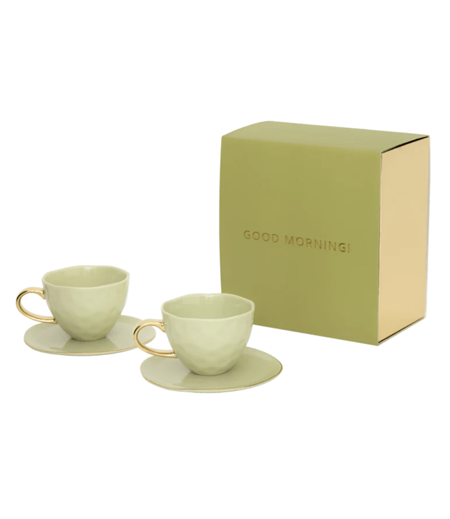 URBAN NATURE CULTURE UNC Good Morning Cup Cappuccino/Tea and Plate pale green, set in gift pack