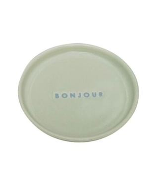 VONDELS Vondels Ceramic petit four plate BONJOUR sage ø8.5cm
