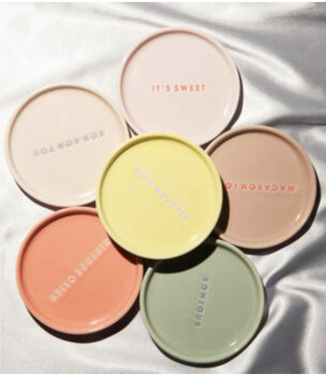 Vondels Ceramic petit four plate HELLO SUNSHINE peach ø8.5cm