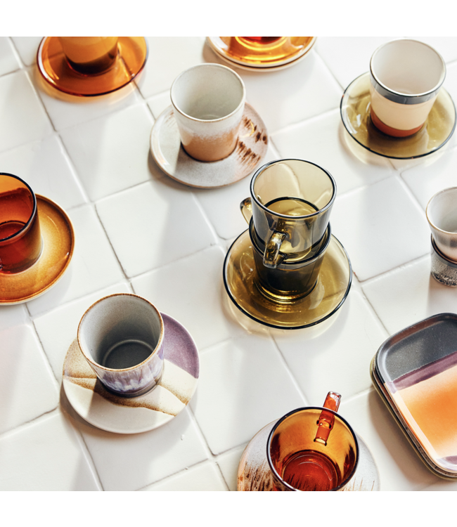 HKLIVING HK Living 70s glassware: saucers mud brown