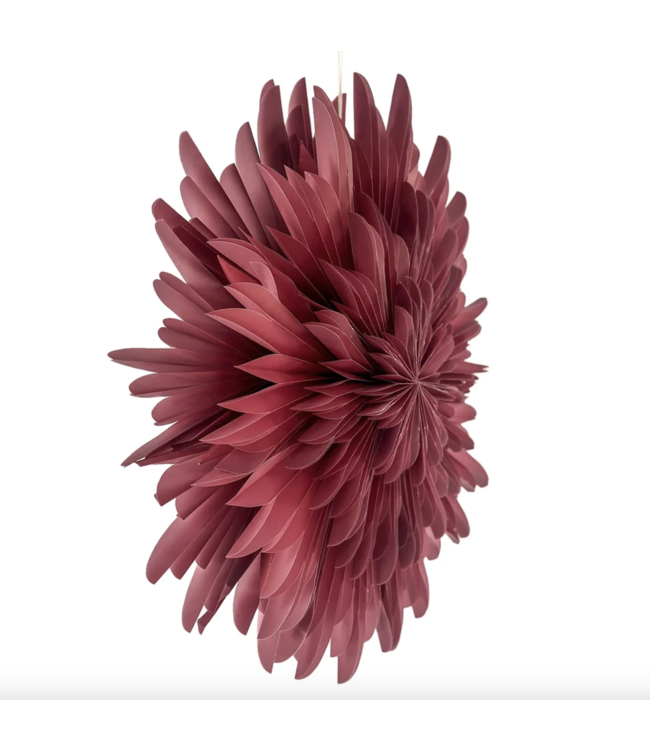 Kerstster snow 60cm pomegrenate met pendel