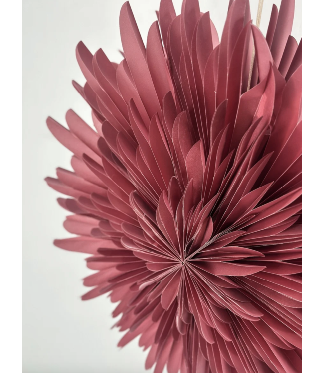 Kerstster snow 60cm pomegrenate met pendel