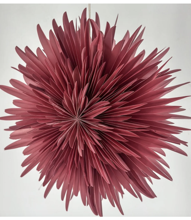 Kerstster snow 60cm pomegrenate met pendel