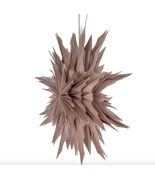 Kerstster ice 50cm roze met pendel