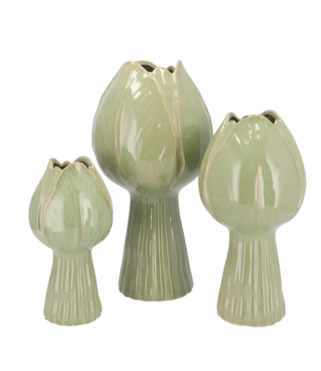 Tulip Pistache Vase Tulip 13x13x27cm