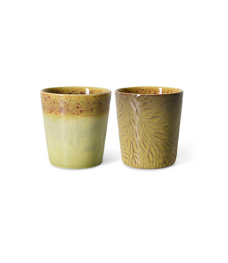 HKLIVING HK Living 70s ceramics: Van Gogh coffee mugs, sunflowers (set of 2)