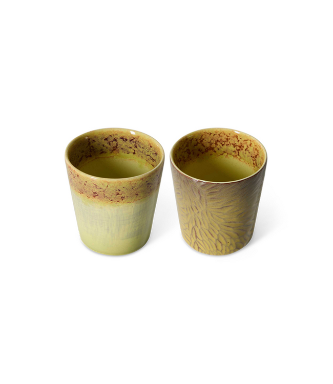 HKLIVING HK Living 70s ceramics: Van Gogh coffee mugs, sunflowers (set of 2)