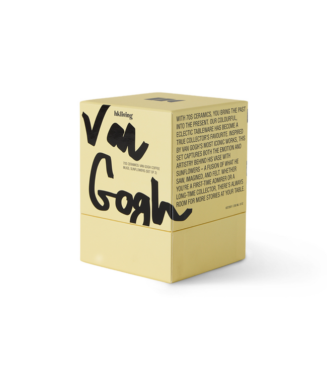 HKLIVING HK Living 70s ceramics: Van Gogh coffee mugs, sunflowers (set of 2)