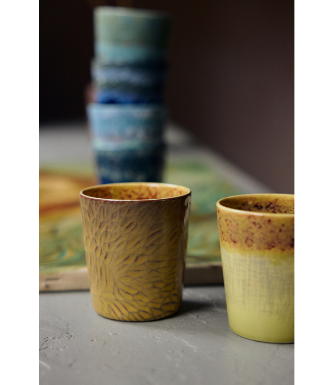 HKLIVING HK Living 70s ceramics: Van Gogh coffee mugs, sunflowers (set of 2)
