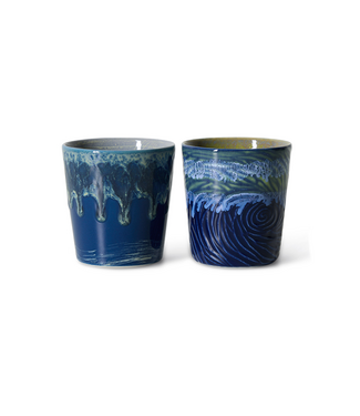 HKLIVING HK Living 70s ceramics: Van Gogh coffee mugs, starry night (set of 2)