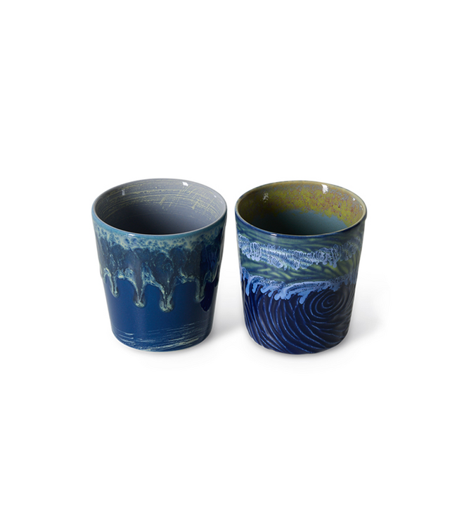 HKLIVING HK Living 70s ceramics: Van Gogh coffee mugs, starry night (set of 2)