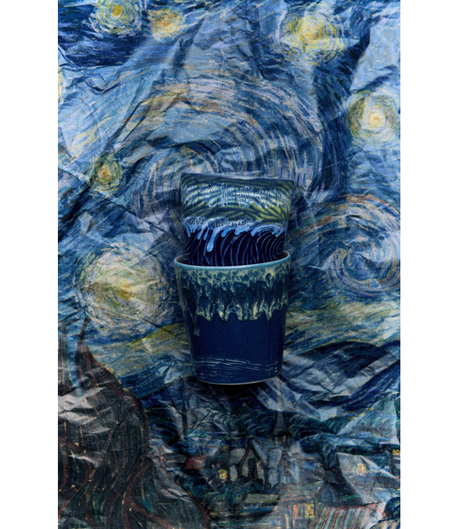 HKLIVING HK Living 70s ceramics: Van Gogh coffee mugs, starry night (set of 2)