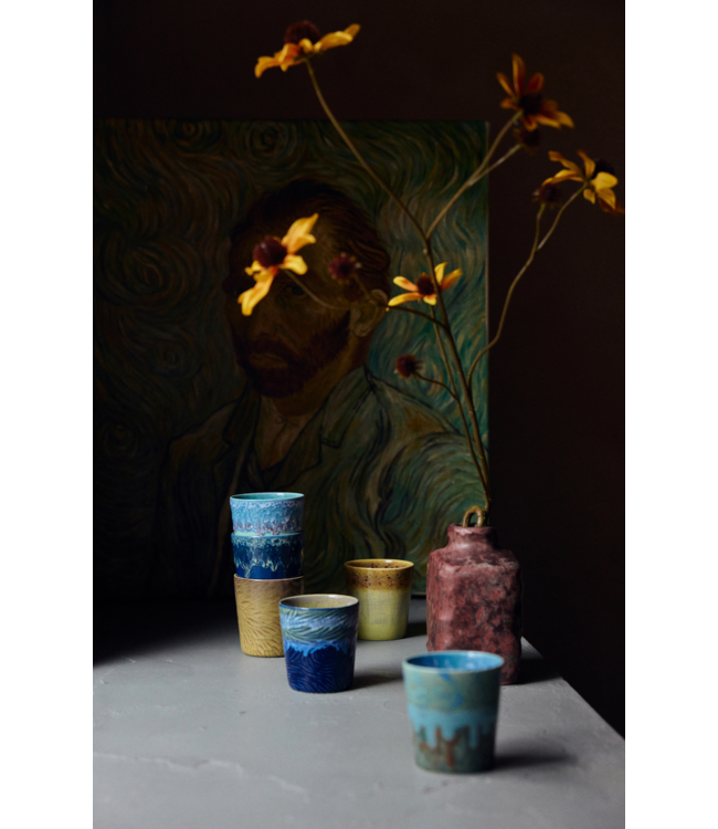 HKLIVING HK Living 70s ceramics: Van Gogh coffee mugs, starry night (set of 2)