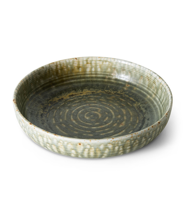HKLIVING HK Living Chef ceramics: deep plate L, rustic green