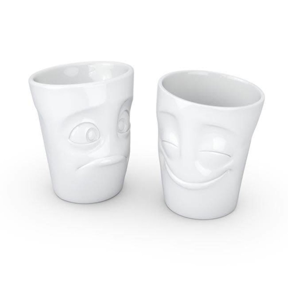 Tassen Tassen - beker zonder oor (set van 2) - vrolijk & verbaasd