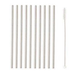 Kikkerland Kikkerland - rietjes met borstel - rvs met borstel (set van 10)
