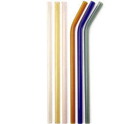 Kikkerland Kikkerland - rietjes - glas gekleurd (set van 6)