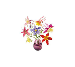 Flatflowers Flat flowers - ansichtkaart raamsticker - akelei (15 x 15 cm)