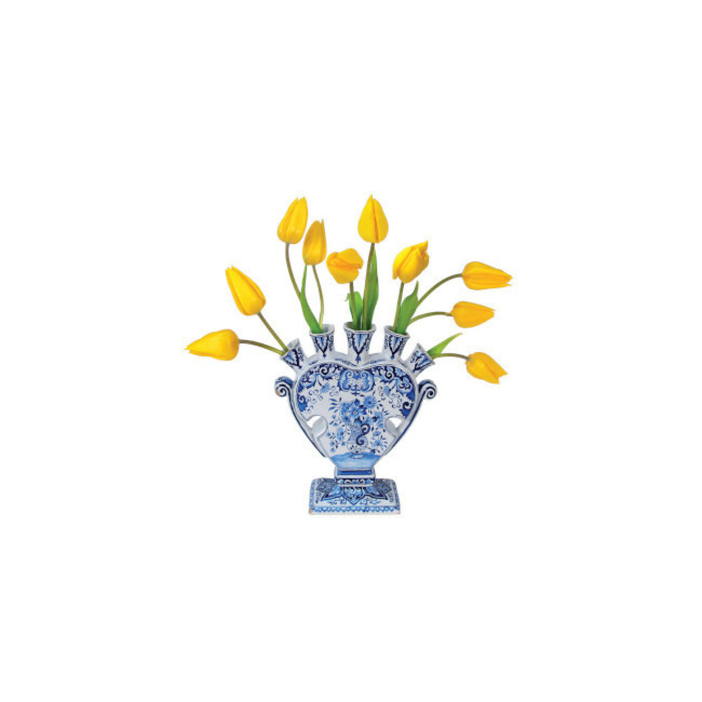 Flatflowers Flat flowers - ansichtkaart raamsticker - gele tulpen in Delfts blauwe vaas Flatflowers Flat flowers - ansichtkaart raamsticker - gele tulpen in Delfts blauwe vaas