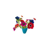 Flatflowers Flat flowers - ansichtkaart raamsticker - anemoon blauwe vaas (15 x 15 cm)