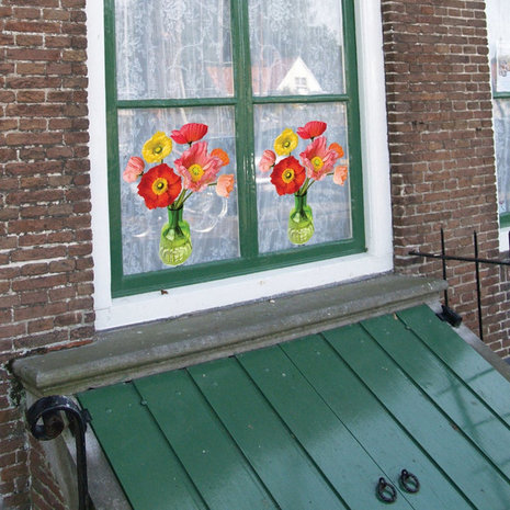 Flatflowers Flat flowers - raamsticker - papaver (30 x 37 cm)