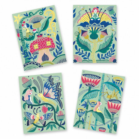 Djeco Djeco - kraskaarten pastel - fantastische tuin Djeco Djeco - kraskaarten pastel - fantastische tuin