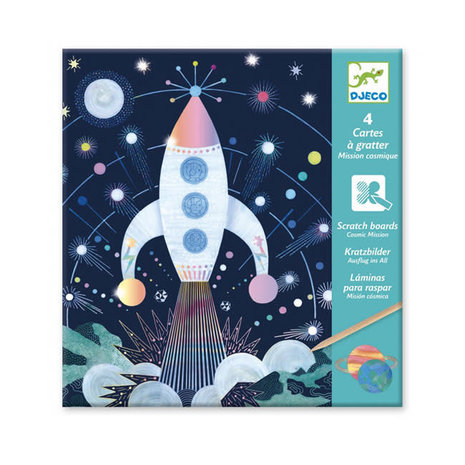 Djeco Djeco - kraskaarten iriserend - ruimte missie Djeco Djeco - kraskaarten iriserend - ruimte missie
