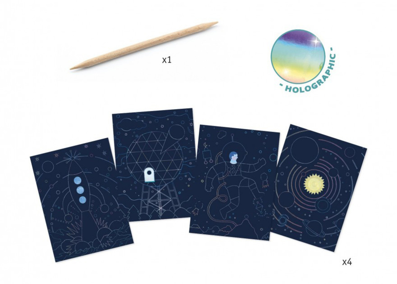 Djeco Djeco - kraskaarten iriserend - ruimte missie Djeco Djeco - kraskaarten iriserend - ruimte missie