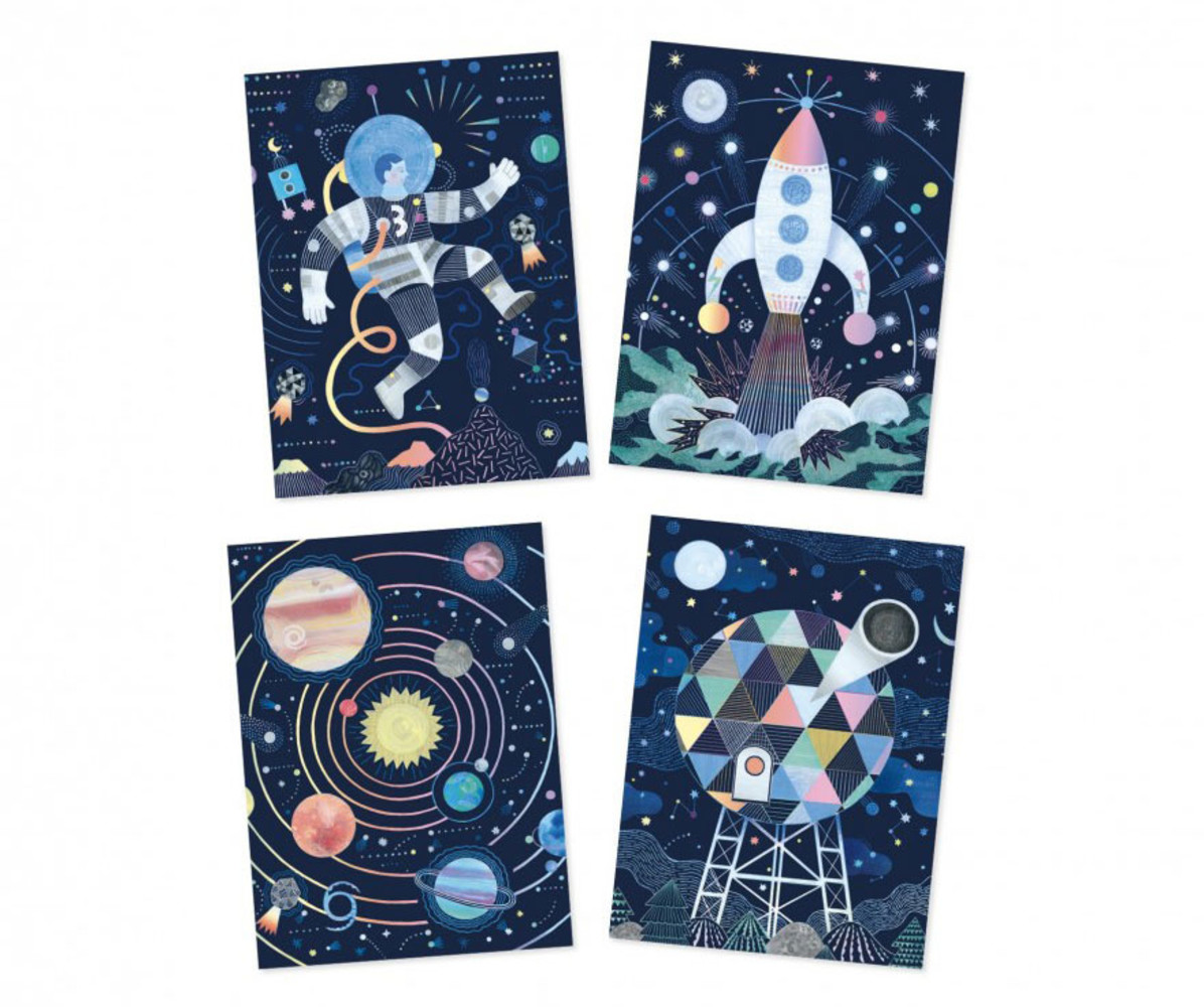 Djeco Djeco - kraskaarten iriserend - ruimte missie Djeco Djeco - kraskaarten iriserend - ruimte missie