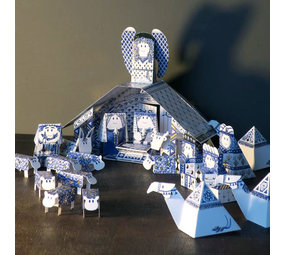 Piet Design Piet design - vouwpakket - kerststal delfts blauw Piet Design Piet design - vouwpakket - kerststal delfts blauw