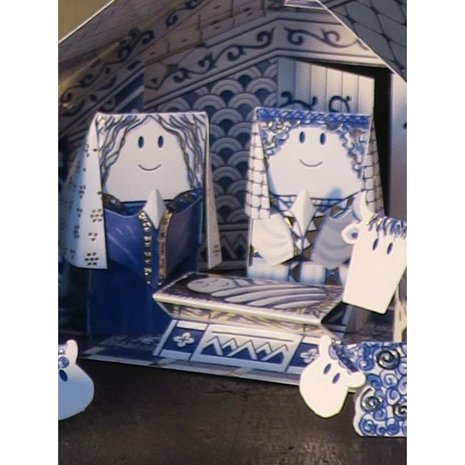 Piet Design Piet design - vouwpakket kerststal - delfts blauw Piet Design Piet design - vouwpakket kerststal - delfts blauw