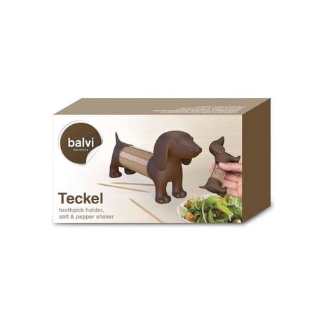 Balvi Balvi - tandenstokerhouder & peper/zout - teckel - bruin