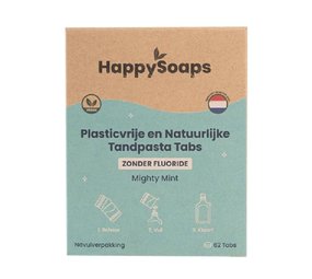 HappySoaps Happysoaps - navulverpakking tandpasta tabs - mighty mint (zonder fluoride) HappySoaps Happysoaps - navulverpakking tandpasta tabs - mighty mint (zonder fluoride)