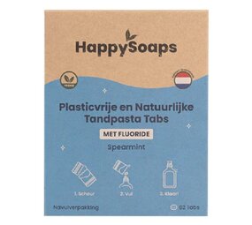 HappySoaps Happysoaps - navulverpakking tandpasta tabs - spear mint (met fluoride) HappySoaps Happysoaps - navulverpakking tandpasta tabs - spear mint (met fluoride)