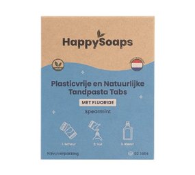 HappySoaps Happysoaps - navulverpakking tandpasta tabs - spear mint (met fluoride) HappySoaps Happysoaps - navulverpakking tandpasta tabs - spear mint (met fluoride)