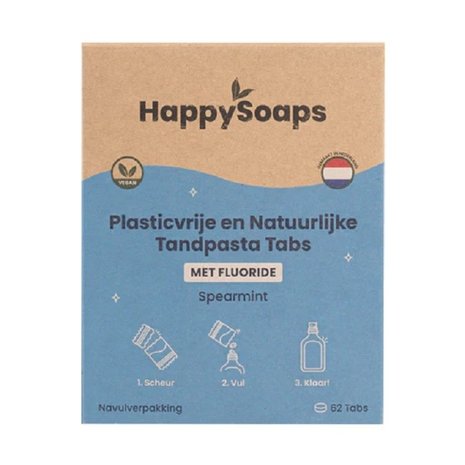 HappySoaps Happysoaps - navulverpakking tandpasta tabs - spear mint (met fluoride) HappySoaps Happysoaps - navulverpakking tandpasta tabs - spear mint (met fluoride)