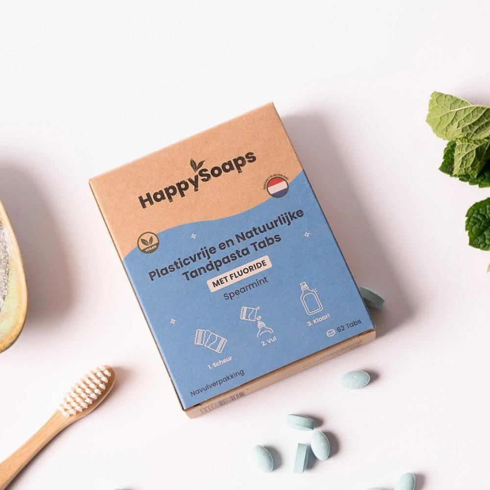 HappySoaps Happysoaps - navulverpakking tandpasta tabs - mighty mint (zonder fluoride) HappySoaps Happysoaps - navulverpakking tandpasta tabs - mighty mint (zonder fluoride)