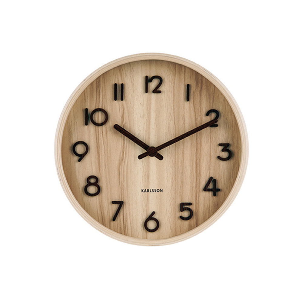 Karlsson wall clock pure (small) light wood Hoge Ramen